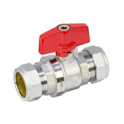 Pegler PB300T 28mm Full Bore Tee Ball Valve with Red Handle