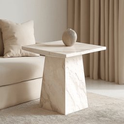 Travara Taupe & Cream Marble Side Table