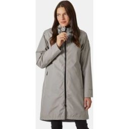 Helly Hansen Women's Aspire Long Hooded Raincoat Grey XL - Terrazzo Grey - Female