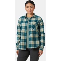 Helly Hansen Women's Lokka Organic Flannel Shirt Green L - Dark Creek Green - Female