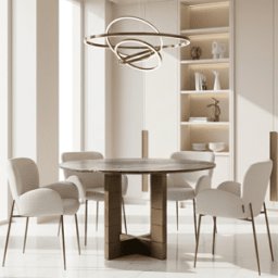 Abitha Luxury Brushed Gold Round Dining Table with Black Marble Top