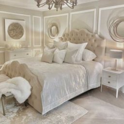 Belvoir Vanilla Luxury Curved Velvet Bed, Super King / Super King