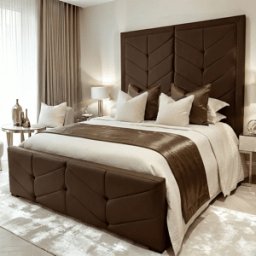 Ashton Chocolate Velvet Premium Chevron Bed, Super King