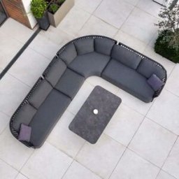 Harbour Lifestyle Pello Deluxe Curved Sofa Set with Altura Rising Table in Grey