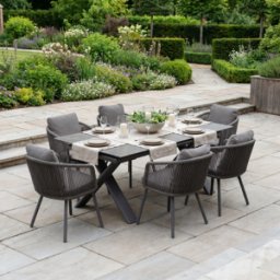 Harbour Lifestyle Dekota 6 Seat Rope Dining Set with Albatross Extending Table in Charcoal