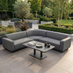 Harbour Lifestyle Luna Outdoor Fabric Curved Corner Sofa Set with Altura Rising Table in Grey
