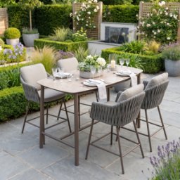 Harbour Lifestyle Capri 4 Seat High Rectangular Dining Set in Stone Grey