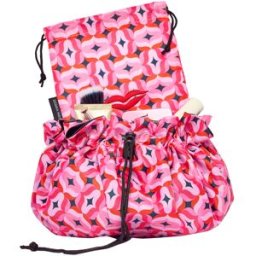 Donna May London Lay Flat Washable Makeup Bag Red & Pink Geometric