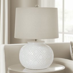 Sanderson Ceramic Beaded Rounded Table Lamp with Linen Shade