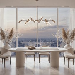 Zia Cream Abstract Dining Table