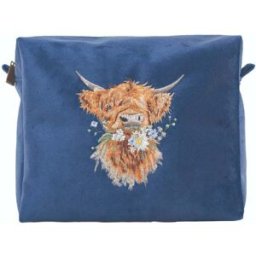 Wrendale Designs by Hannah Dale Embroidered Cosmetic Bag - Daisy Coo - Highland Cow