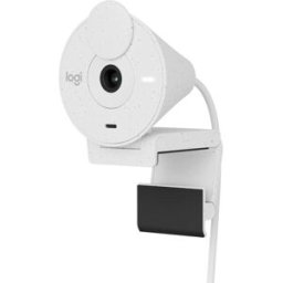 Logitech Brio 300 Full HD Webcam – White, 1080p USB-C Streaming Webcam with Privacy Shutter & Noise-Reducing Microphone