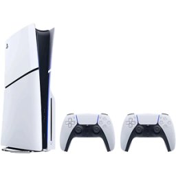 Sony PlayStation 5 Slim Disc Edition Console Bundle (PS5) – 1TB SSD, Disc Version, DualSense Wireless Controllers x2