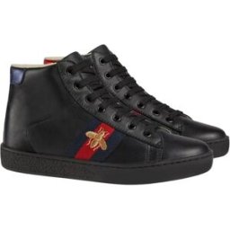 Gucci Ace leather high-top trainers 4-7 years UK 1 - Black, New