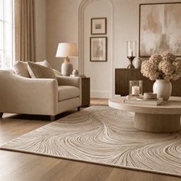 Braun Beige & Brown Swirl Pattern Abstract Rug, 300 x 239cm
