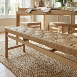 Harbour Lifestyle Marlow Woven Dining Bench in Light Oak