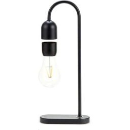 Evaro Light Bulb Lamp, Filament Warm Yellow Bulb, Minimalist, Modern Smart Levitating Desk 12V-1A AD Adapter Included, Touch Control Engraved Button, Premium Gift Box - Black, New