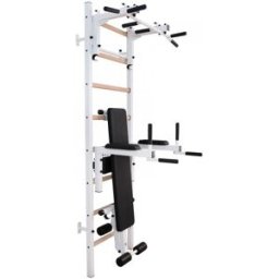 BenchK 200 White + Steel Pull Up Bar/BB Holder + Dip Bar + Bench