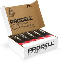 Duracell Procell Intense Power 9V PP3 6LR61 PX1604 Batteries Box of 50