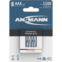 Ansmann High Capacity AAA HR03 1100mAh Rechargeable Batteries 4 Pack