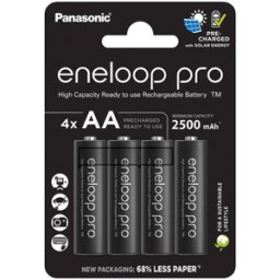Panasonic Eneloop Pro AA HR6 2500mAh Rechargeable Batteries 4 Pack