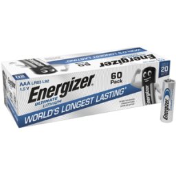 Energizer Ultimate Lithium AAA LR03 L92 Batteries 60 Pack