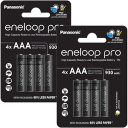 Panasonic Eneloop Pro AAA HR03 930mAh Rechargeable Batteries 8 Pack