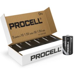 Duracell Procell Constant D LR20 PC1300 Batteries Box of 50