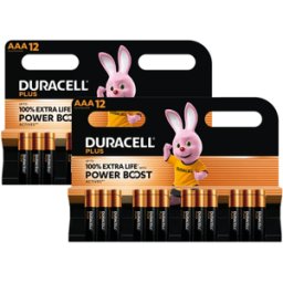 Duracell Plus AAA LR03 Batteries 24 Pack