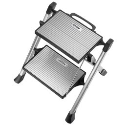Polder Easy Close 2 Step Folding Ladder Aluminium Step Stool