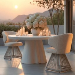 Liu Cream Upholstered Outdoor Dining Chair with Rope Detail