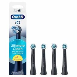 Oral-B iO Ultimate Clean Replacement Brush Heads Pack of 4 Genuine Black/White - Black