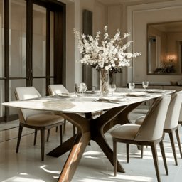 Arden Rectangular Walnut Dining Table with Sintered Stone Top