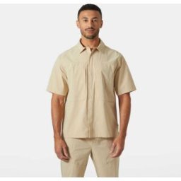 Helly Hansen Men's AWE Short Sleeve Softshell Overshirt Beige M - Scandi Sand Beige - Male