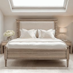 Blenheim Luxury Cream & Lightwashed Wood Upholstered Bed, Super King