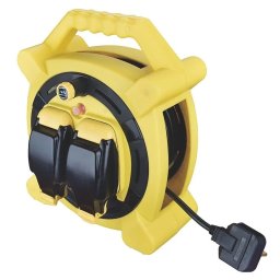 Masterplug 20M Cable Reel 2-Gang IP54 Splashproof 13A Outdoor Thermal Protection
