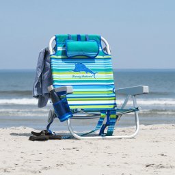 Tommy Bahama 5-Position Backpack Beach Chair Insulated Pouch Pillow 136kg Green