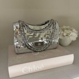 Silver Disco Decorative Handbag Vase