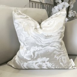 Aurora Cream & Taupe Marble Effect Cushion - 50x50cm, Cover & Feather Fill