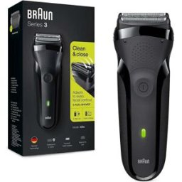 Braun Series 3 300 Electric Shaver for Men - Rechargeable, Cordless, 3 Flexible Blades, UK 2-Pin Plug, Black