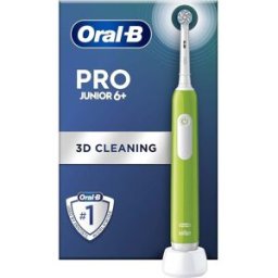 Oral-B Pro Junior Kids Electric Toothbrush, Gifts For Kids, 1 Toothbrush Head, 3 Modes With Kid-Friendly Sensitive Mode, For Ages 6+, 2 Pin UK Plug, Green