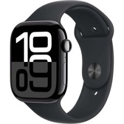 Apple Watch Series 10 (46mm) Cellular – Jet Black Aluminium Case with Black Sport Band (M/L), Fitness Smartwatch, Used - Very Good