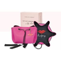 Donna May London Mini Lay Flat Makeup Bag Faux Leather Raspberry