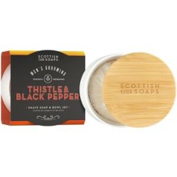 Scottish Fine Soaps Thistle & Black Pepper Shave Soap & Bowl Set 100g