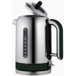 Dualit Classic Kettle 72896 – 1.7L, Polished Stainless Steel, Quiet Boil, 90s Boil Time, Evergreen/Silver, EU Plug with UK Adapter, Used - Like New