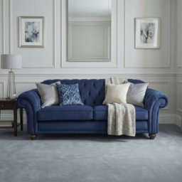 Sofa Style Chesterfield 3 Seat Velvet Sofa in Royal Blue