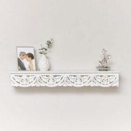 Large White Wooden Carved Boho Wall Shelf - 81cm Material: Home Decor & Accessories/Shelves & Storage