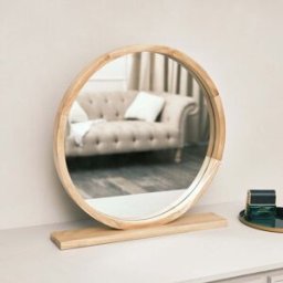 Round Wooden Freestanding Table Top Mirror Material: Mirrors