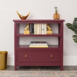 Wine Red Scalloped Storage Sideboard with One Drawer and Shelving - Staunton Wine Red Range Material: Furniture/Furniture Ranges/Staunton Range/Staunton Wine Red Range