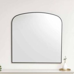 Large Black Framed Arched Wall Mirror 92cm x 91cm Material: Mirrors